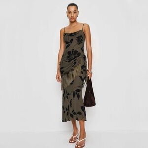 Reformation size small NWT Izelle Dress Soana
Floral Black and Brown Dress maxi